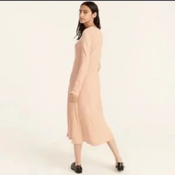 J.Crew Black Ribbed Button-Front Knit Dress | Lightweight Midi - Picture 2 of 6